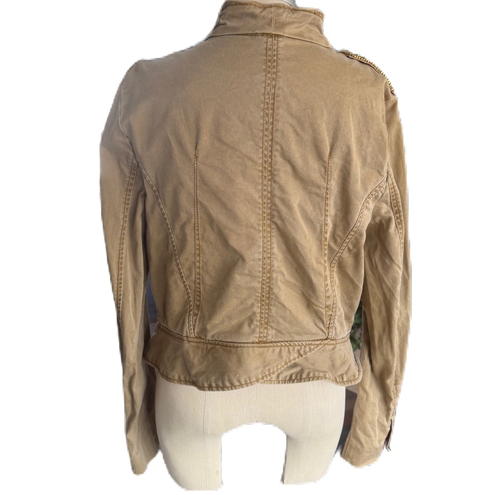 Free People Women’s Khaki Utility Military Style Jacket With Button Closure. L - Picture 9 of 13